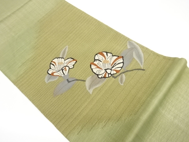 JAPANESE FUKURO OBI FOR SUMMER / WOVEN CAMELLIA
